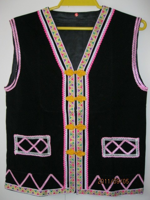 少数民族佤族服装/彝族舞蹈表演服/傣族葫芦丝舞台演出/男式马夹