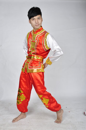 少数民族男装秧歌服装/龙灯服打鼓腰鼓服饰/舞蹈表演演出舞台服装
