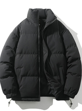 SAMBO 黑色棉服男款2025外套新款冬季棉衣加厚保暖潮牌立领面包服