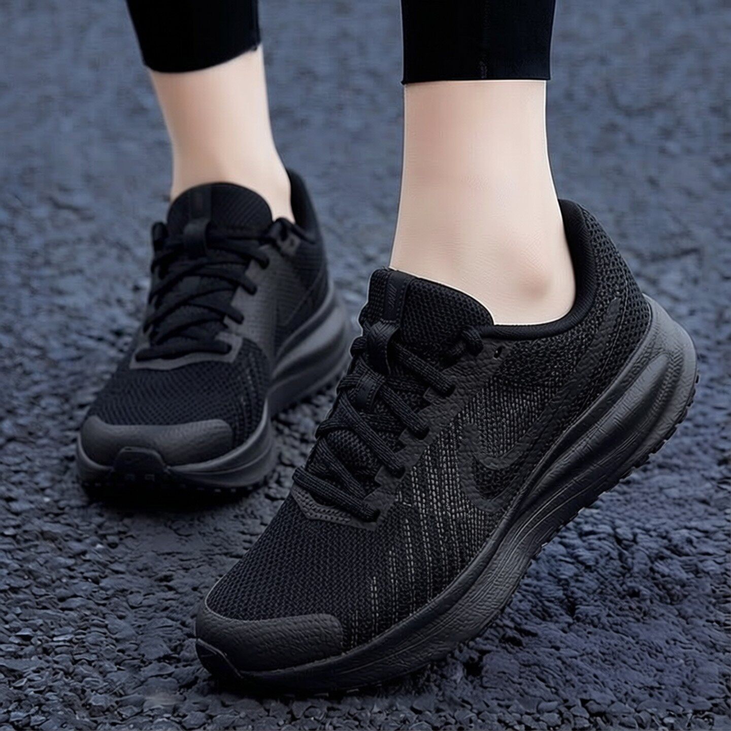 Nike耐克鞋子RUN DEFY女鞋新款跑步鞋厚底运动鞋黑色网面鞋HM9593