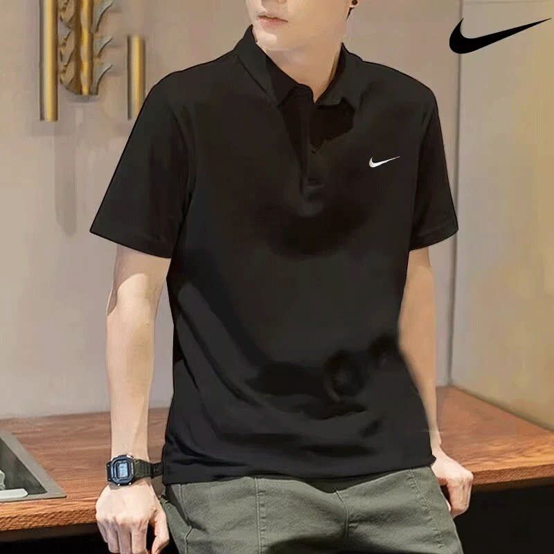 黑色速干polo衫耐克商务