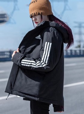 阿迪达斯女款棉服冬季新正品运动外套情侣棉袄面包服夹克男IP2537