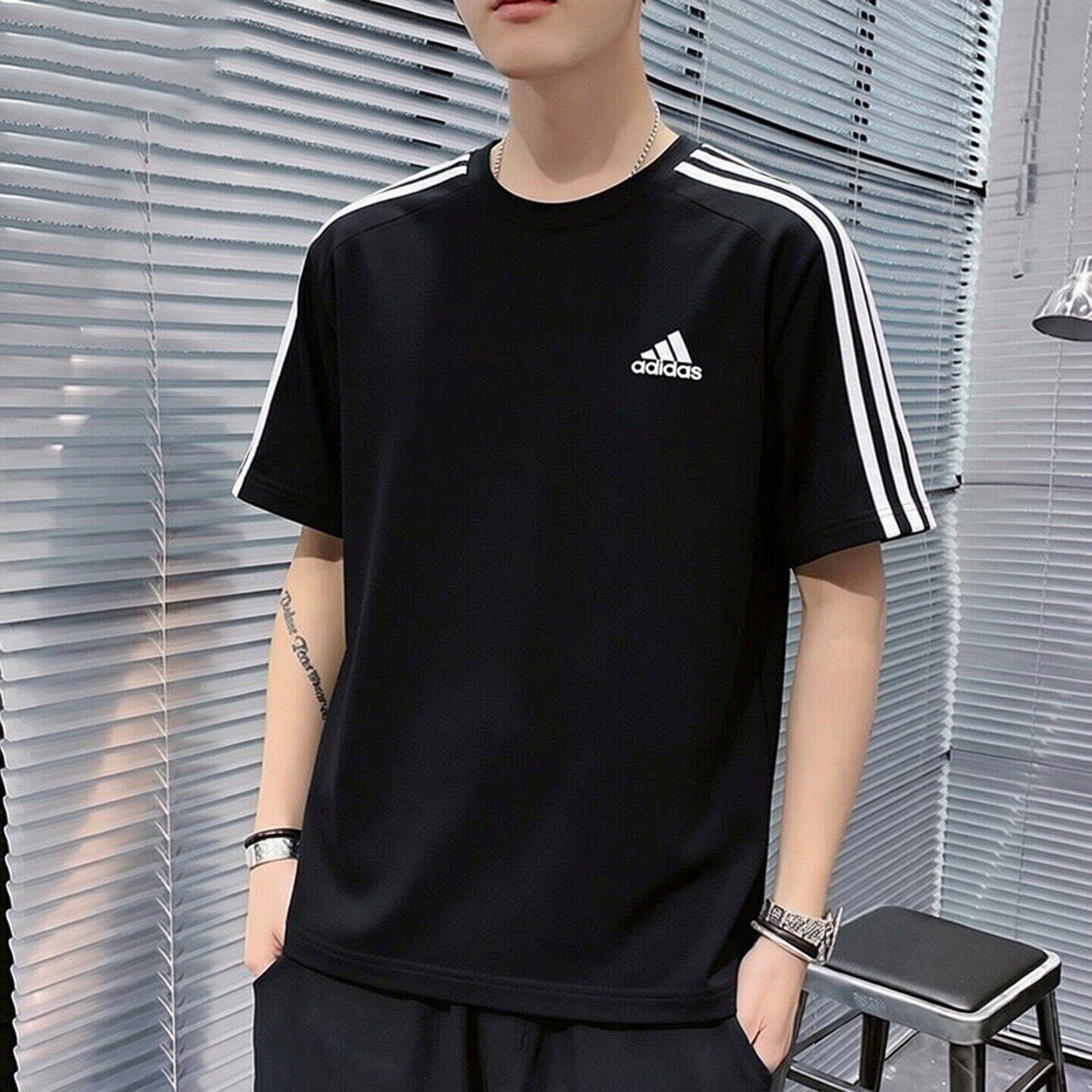阿迪达斯黑色短袖男夏季