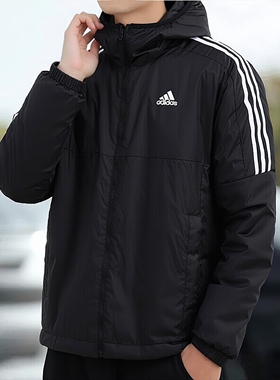 阿迪达斯男装2025秋冬季运动服连帽防风保暖时尚棉衣夹克 KF6755