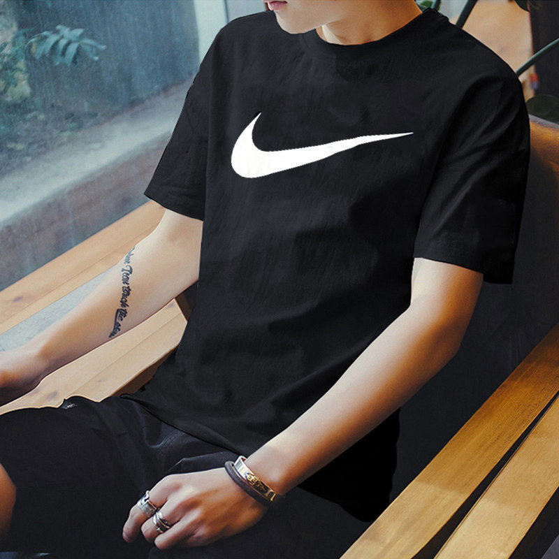 Nike耐克T恤男装纯色正品运动服黑色宽松健身训练休闲短袖DC5095