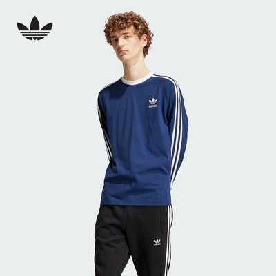 adidas阿迪达斯秋季新款男子三叶草三叶草复古经典长袖T恤 IM9428
