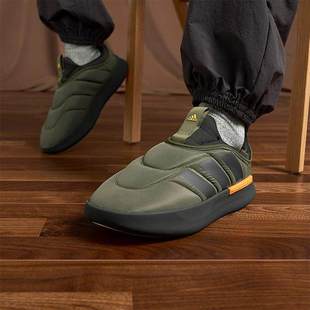 阿迪达斯男女鞋冬季新款绿色面包屑美式低帮情侣雪地棉加厚棉鞋男