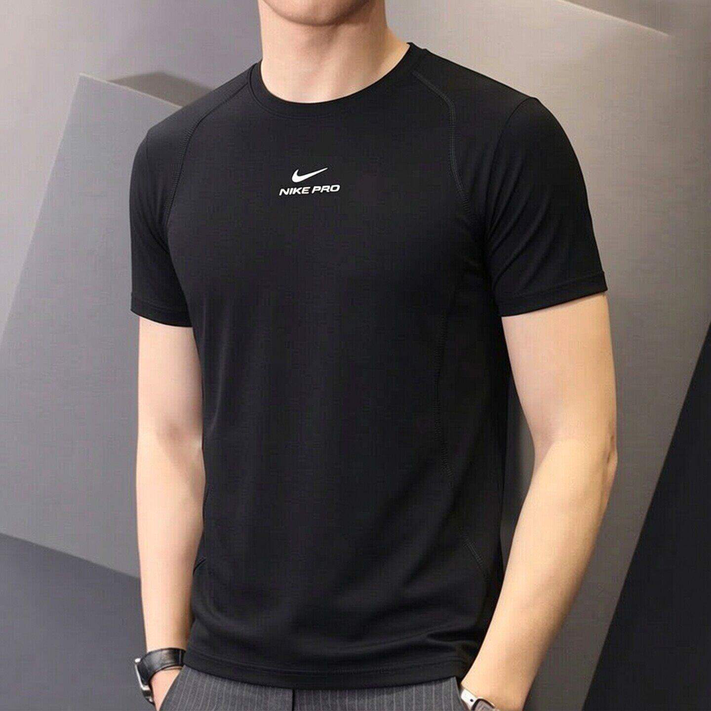 黑T恤NIKE耐克男士紧身短