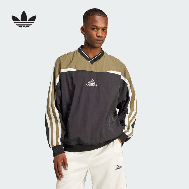 adidas阿迪达斯三叶草卫衣男女正品春季新款三条纹套头衫JD5395
