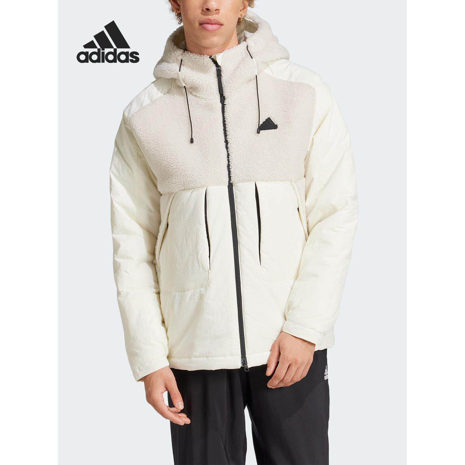 Adidas阿迪达斯正品男保暖连帽拼接运动棉衣云朵拉链羽绒服IV9767