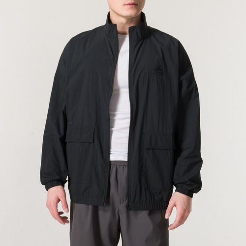 阿迪达斯黑色薄款夹克男秋季新款运动服宽松男士梭织外套IT3954