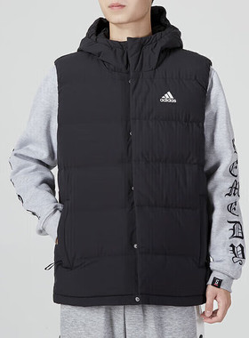 阿迪达斯羽绒马甲男2025秋冬季运动服羽绒背心宽松无袖外套HG6277