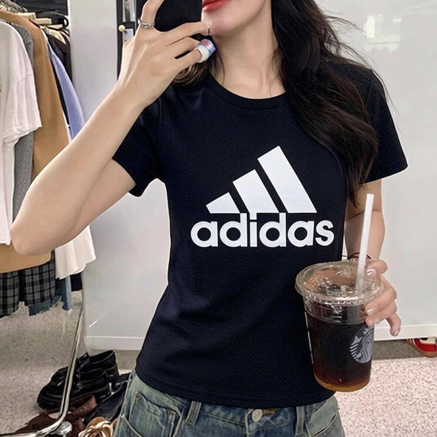 Adidas大logo短袖女t恤夏