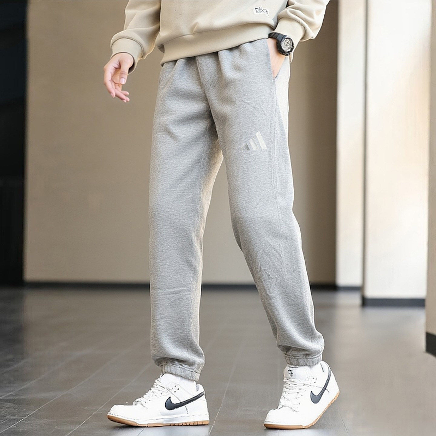 Adidas灰色运动裤男新款