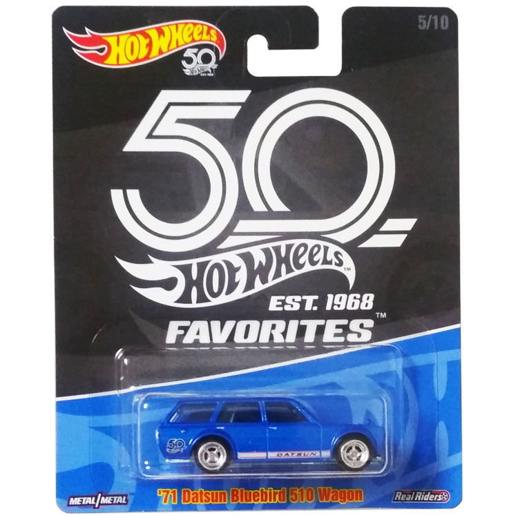 HotWheels风火轮50周年纪念版蓝鸟/胶胎铁底蓝色DATSUN 510 WAGON