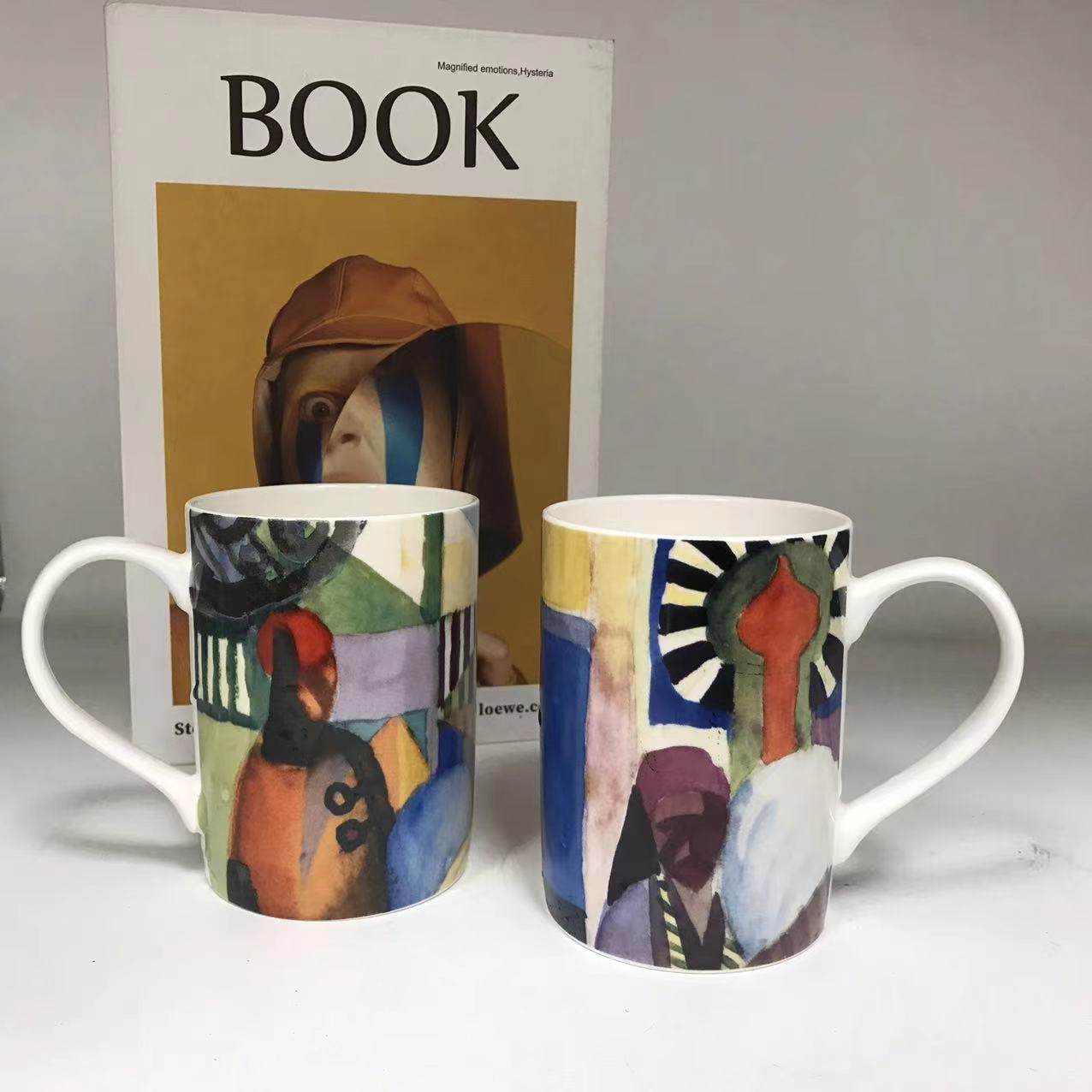 捡漏高颜值外贸尾单陶瓷马克杯艺术油画个性水杯350毫升咖啡杯