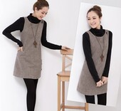 千鸟格毛呢背心裙2025秋冬新款 打底裙毛呢连衣裙女 大码 时尚 无袖