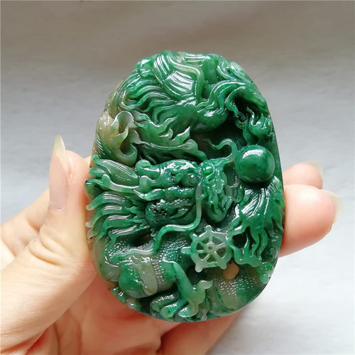 收藏天然玉石独山玉吊坠白天蓝独玉龙凤呈祥玉佩龙凤玉坠挂件送证