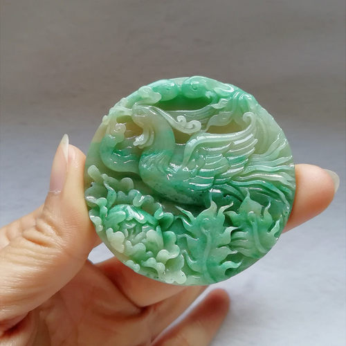 收藏天然独山玉龙凤对牌独玉龙凤配玉佩凤凰牡丹花玉吊坠挂件附证