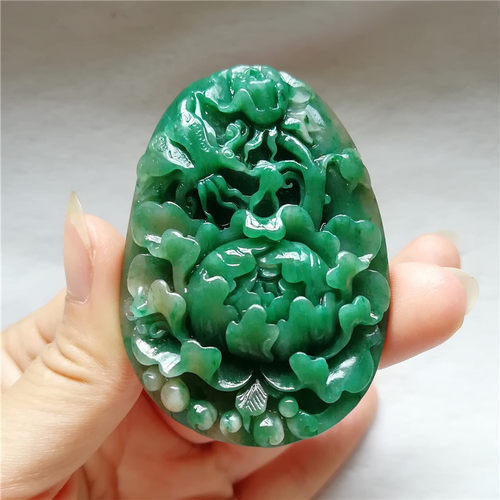 收藏天然南阳玉独山玉牡丹花吊坠苏工独玉蝴蝶挂件蝶恋花玉佩附证