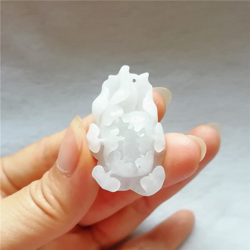 收藏天然玉石冰种独山玉吊坠南阳独玉花吊坠荷花挂件百年好合项链