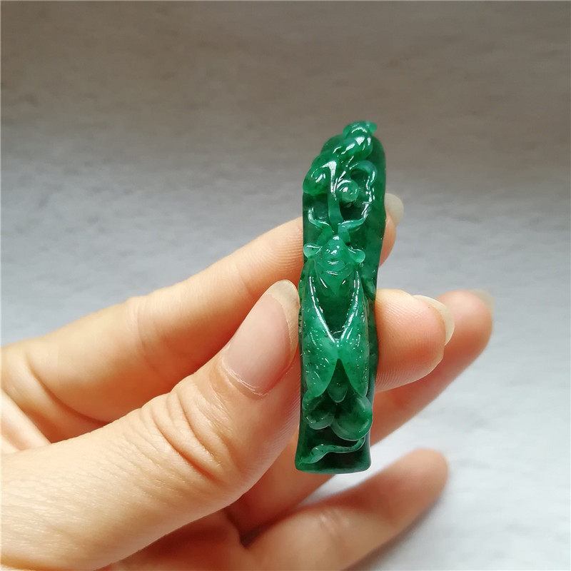 正品天然玉佩南阳独山玉老坑独玉精雕节节高蝉挂件步步高升吊坠秒