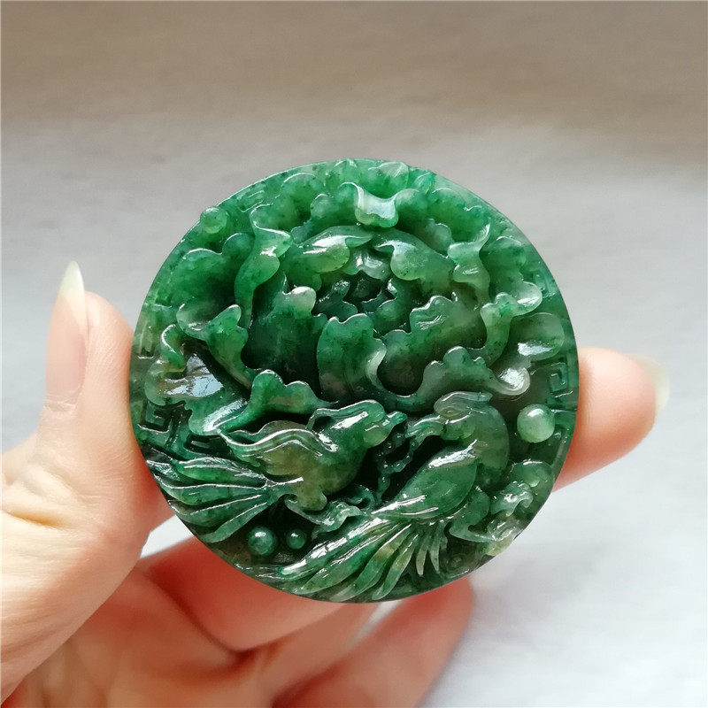 收藏南阳独山玉牡丹花吊坠男女款独玉坠玉石玉器花开富贵玉佩送证