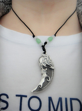 999足银狼牙吊坠纯银项坠