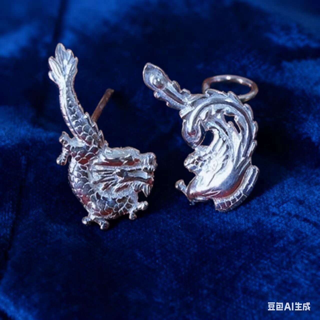 纯银,龙凤,耳钉,耳饰,