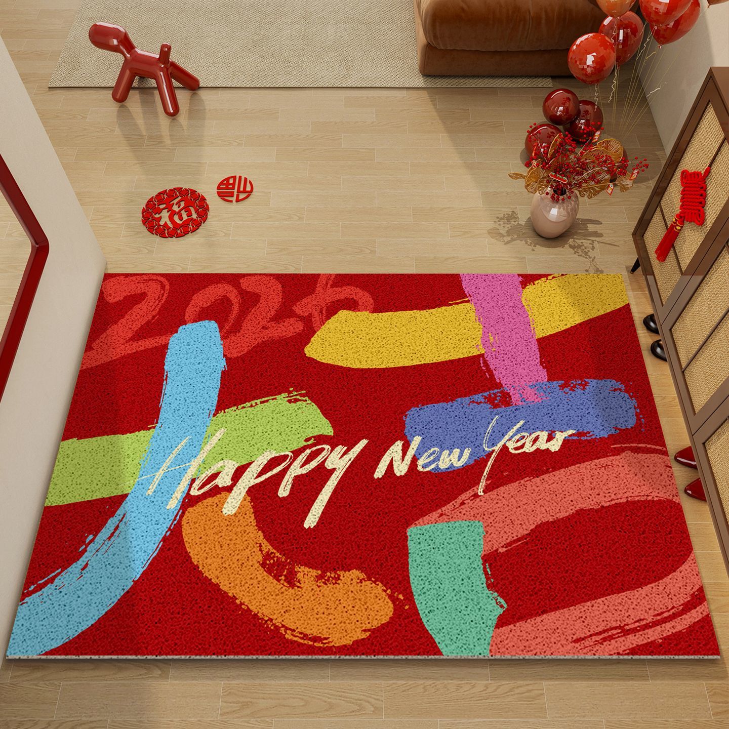 入户门地垫进门丝圈新年喜庆