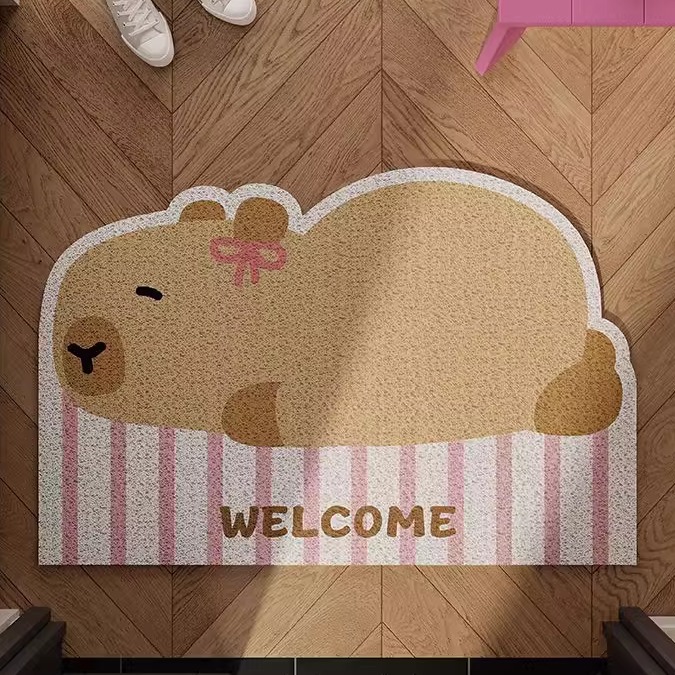 入户门地垫卡皮巴拉丝圈防滑脚垫毯进门垫子玄关门口门外免洗耐脏