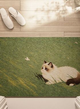 治愈小猫入户门丝圈地垫家用进门室内耐脏脚垫玄关刮土可裁剪地毯
