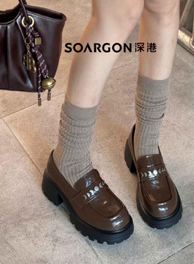 深港专柜2025秋季新品厚底粗高跟休闲百搭女乐福单鞋W1082C89431