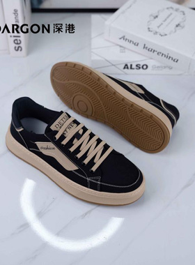 深港专柜2025新品圆头系带平底舒适休闲百搭男士帆布鞋W961C93767
