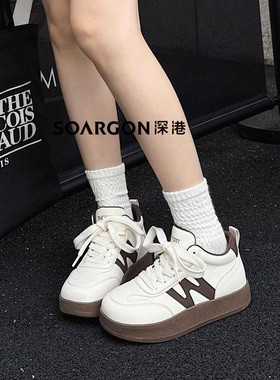 深港专柜2025冬季新品系带平底深口百搭休闲女士小白鞋W960X89728