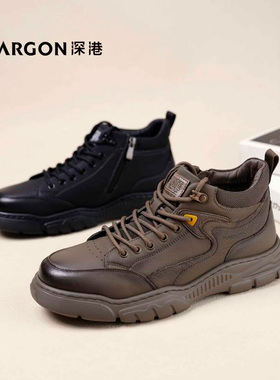 深港专柜2025冬季新品圆头舒适系带休闲男士工装单鞋W937D93922R