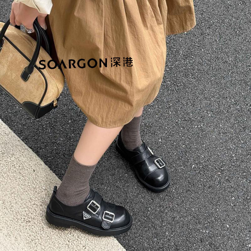 深港专柜2026秋季新款圆头平底休闲女士乐福单鞋子L1760X62141