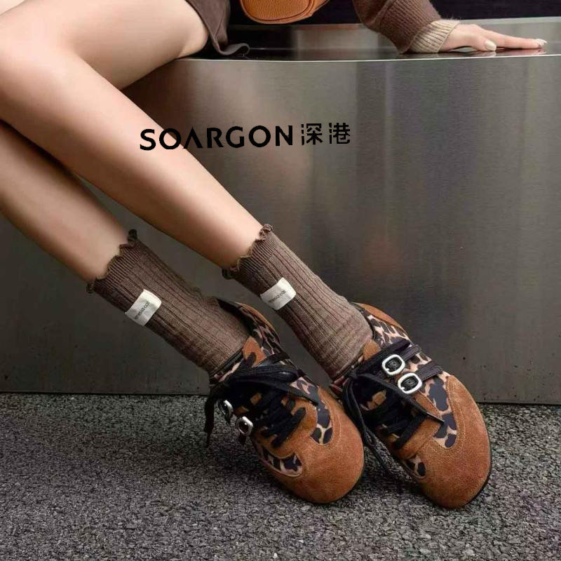 深港专柜2026秋季新款圆头系带舒适时尚休闲女德训鞋L1882X62137