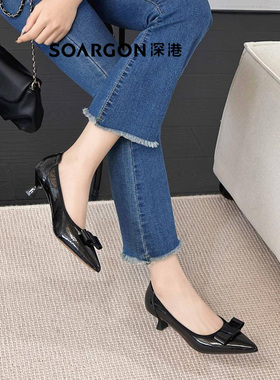 深港专柜2025秋季新款细高跟浅口百搭气质女士单鞋子W1088C89395