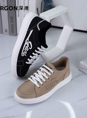 深港专柜2025新品圆头系带休闲浅口男士运动帆布鞋子W961C93766