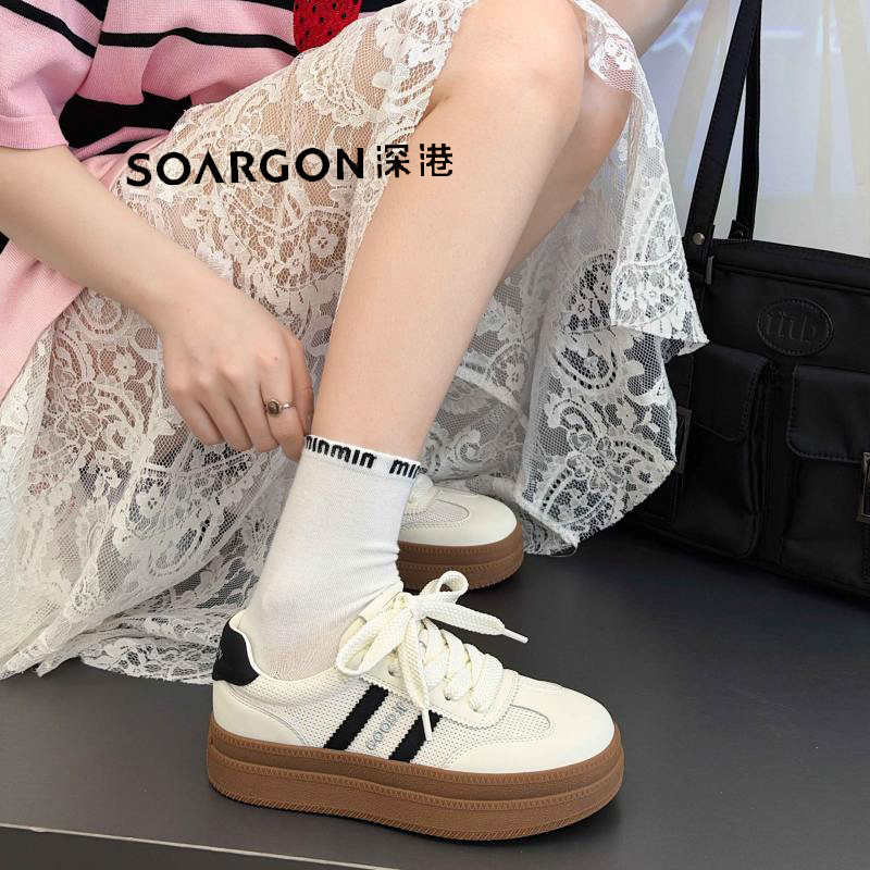 深港专柜2026春季新款时尚系带平底圆头女士板鞋子L960L89953