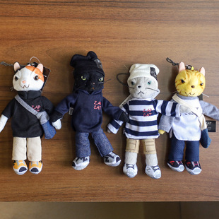 日系不爽小猫挂件毛绒公仔可爱包包挂饰酷酷猫拽拽猫咪玩偶钥匙扣