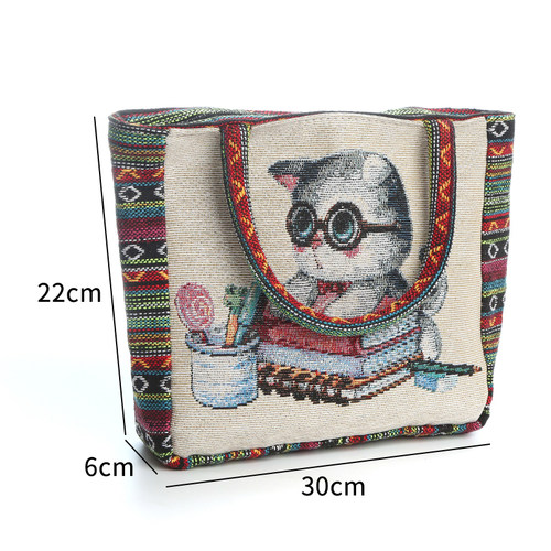 WOPIAOLIANG帆布绣花手提包