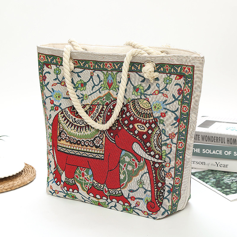 泰国进口版纳风情粗布麻绳双面绣花大象图案复古风大容量妈咪包潮,箱包皮具/热销女包/男包,通用款女包,淘宝优惠券,粉丝福利购,淘宝优惠卷