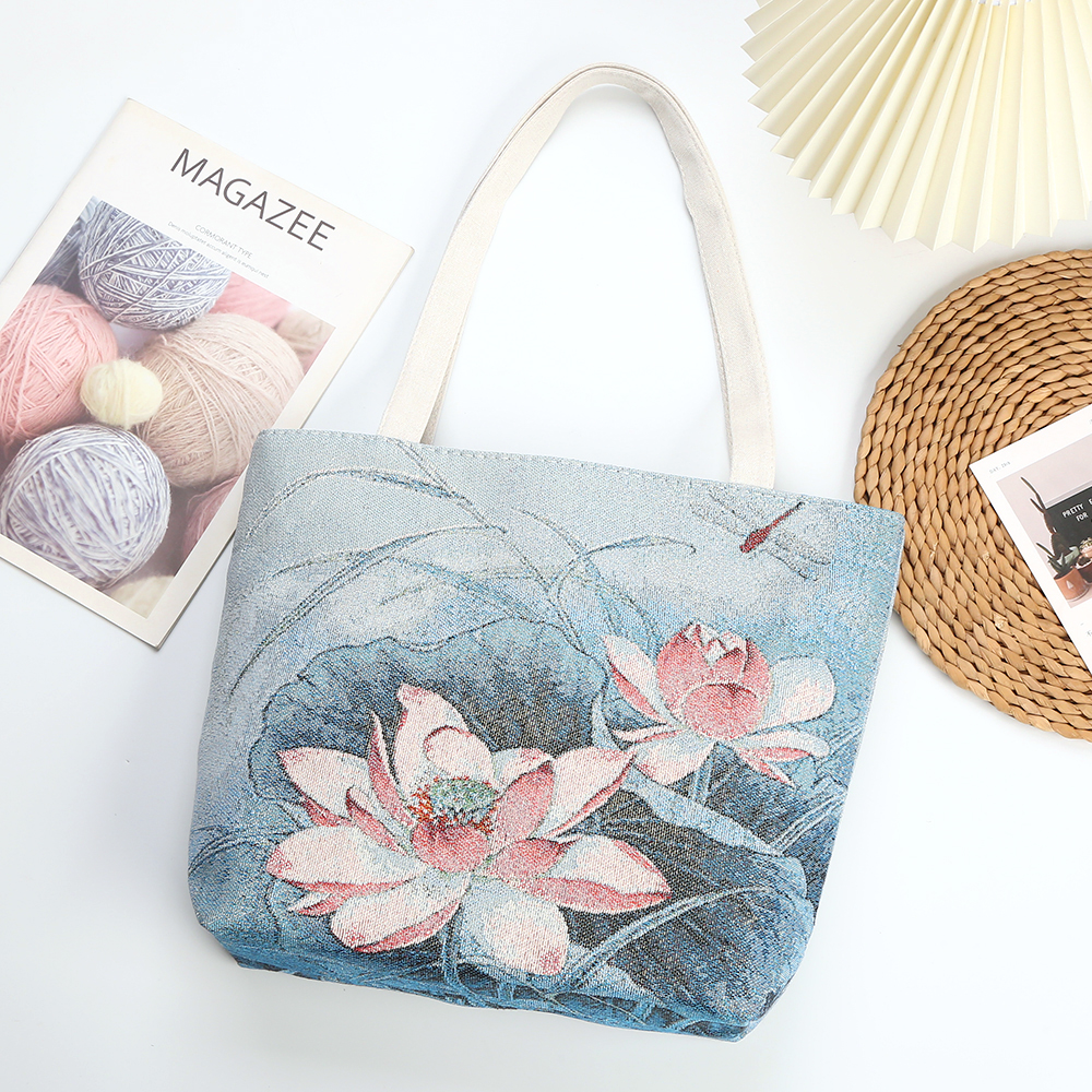 新款帆布包大容量绣花图案可水洗