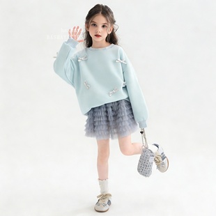 女童春装2026新款儿童春季套装女孩卫衣裙子两件套女大童巨好看春