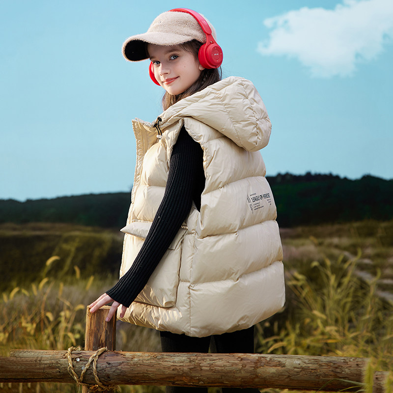 女童羽绒马甲2025秋冬新款韩版童装女大童冬款背心羽绒服儿童外套