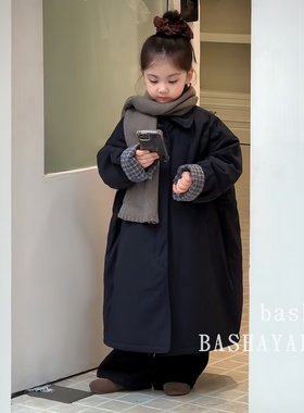 女童冬装外套2025新款女大童长款加厚大衣大童女装冬季洋气棉衣冬