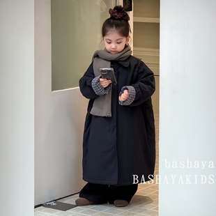 女童冬装外套2025新款女大童长款加厚大衣大童女装冬季洋气棉衣冬