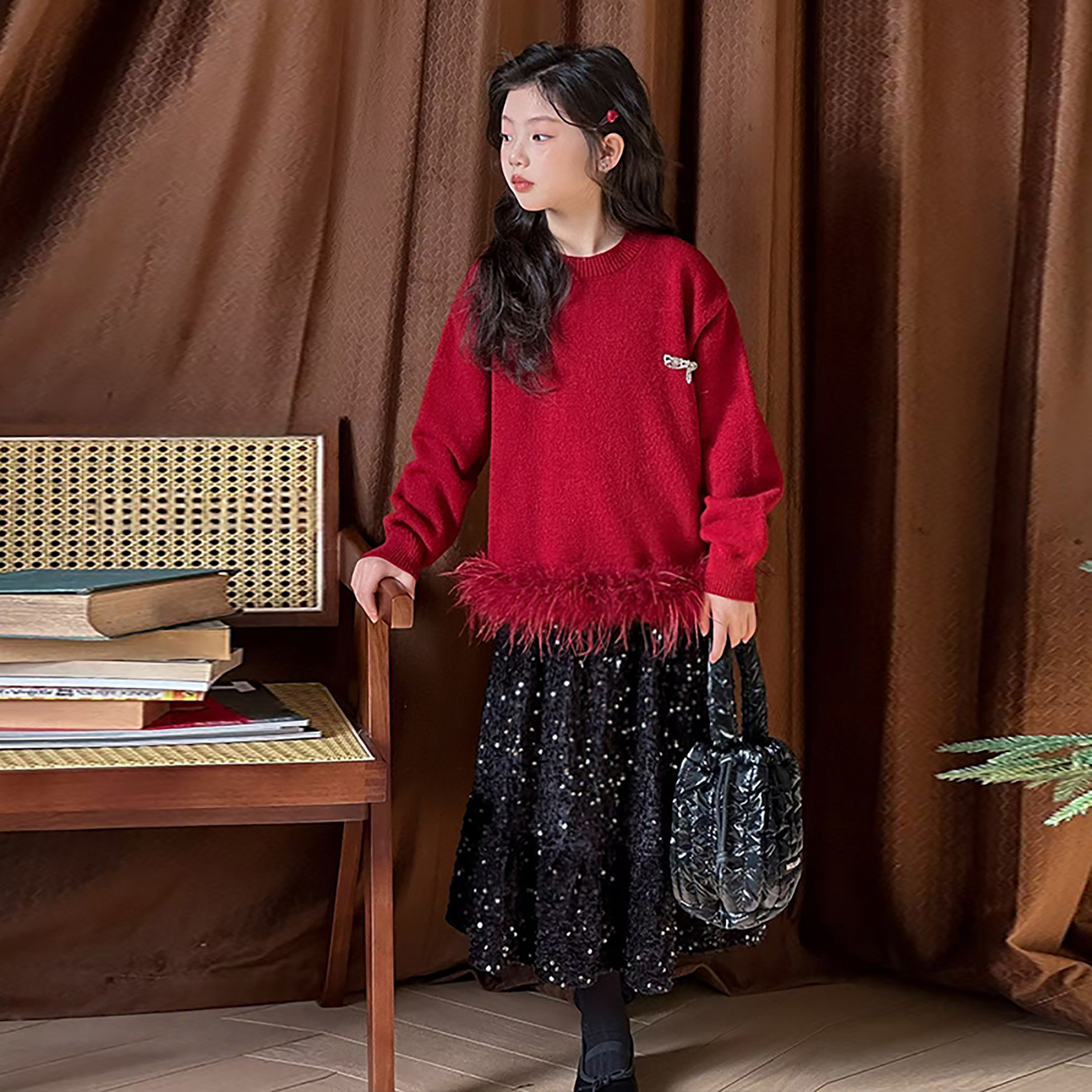 新年服装女童冬装套装冬季穿搭一整套高级感女孩轻奢小众高端童装